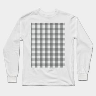 Classic Gingham Fabric Checkered Retro Pattern Grey Long Sleeve T-Shirt